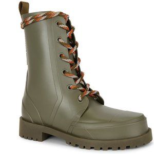 Schutz Rain Injected Boots Size 7 in Military Green Lace Up | Revolve